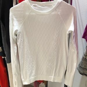 White Lululemon Cable Knit Long Sleeve Top